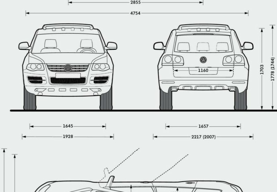 Volkswagen Touareg V6 & R50 (2008) (Volzwagen Tauareg B6 & P50 (2008)) - drawings (drawings) of the car